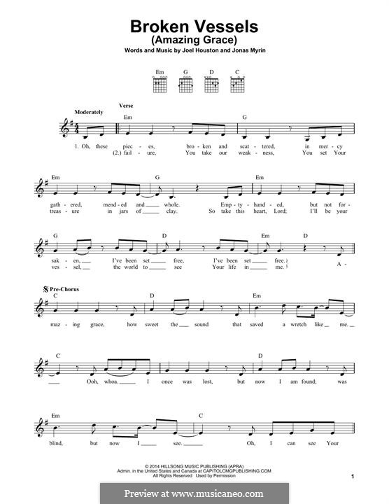 Broken Vessels (Amazing Grace): For guitar with tab by Jonas Myrin, Joel Houston