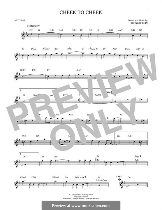 Cheek to Cheek: For alto saxophone by Irving Berlin