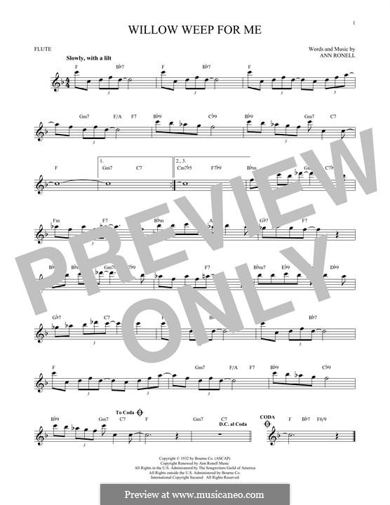 Willow Weep for Me (Chad & Jeremy): For flute by Ann Ronell