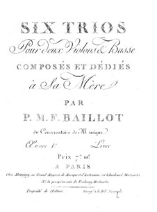 Six Trios for Two Violins and Cello, Op.1: Trios No.4-6 – cello part by Pierre Baillot