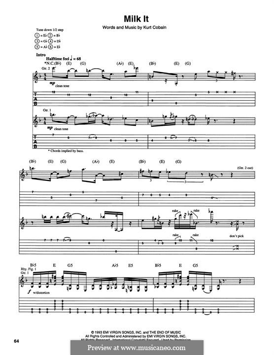 Milk It (Nirvana): For guitar with tab by Kurt Cobain