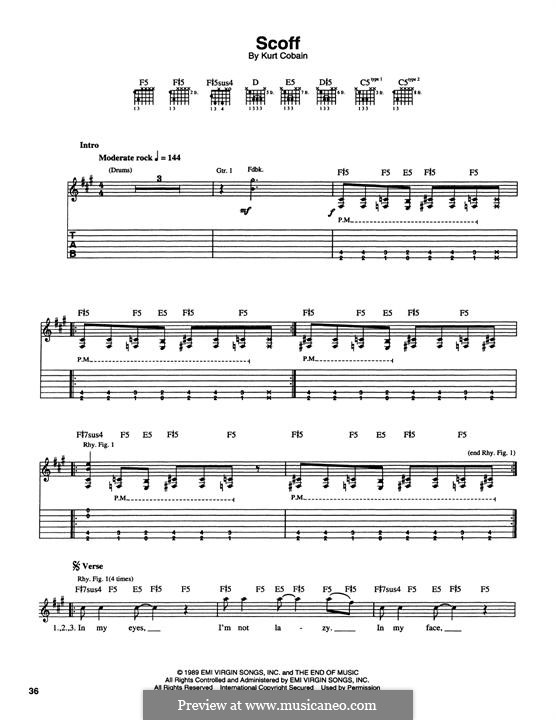 Scoff (Nirvana): For guitar with tab by Kurt Cobain