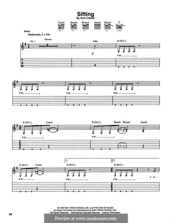 Sifting (Nirvana): For guitar with tab by Kurt Cobain