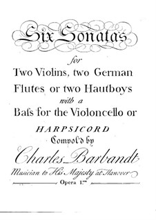 Six Trio Sonatas, Op.1: Violin part by Charles Barbandt