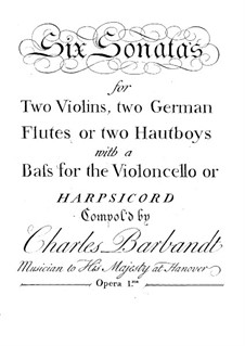 Six Trio Sonatas, Op.1: Flute or oboe part by Charles Barbandt