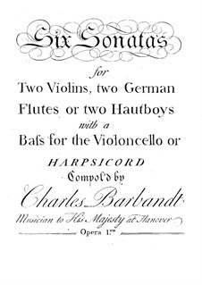 Six Trio Sonatas, Op.1: Basso continuo part by Charles Barbandt