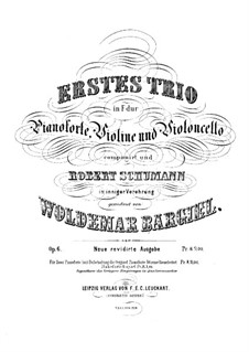 Piano Trio No.1, Op.6: Full score by Woldemar Bargiel