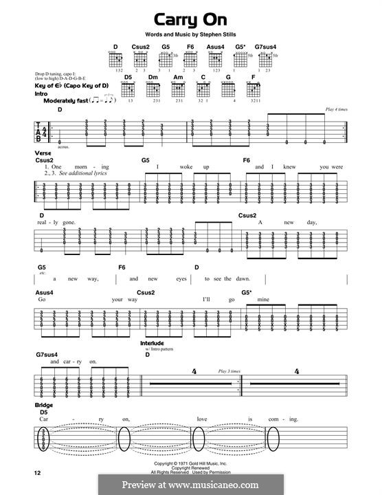 Carry on (Crosby, Stills & Nash): For guitar with tab by Stephen Stills