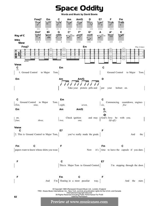 Space Oddity: For guitar by David Bowie