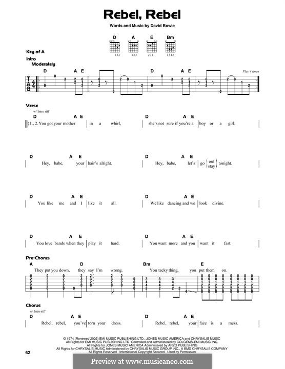 Rebel Rebel: For guitar with tab by David Bowie