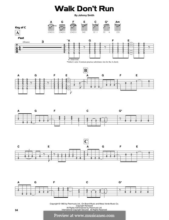 Walk Don't Run (The Ventures): For guitar with tab by Johnny Smith