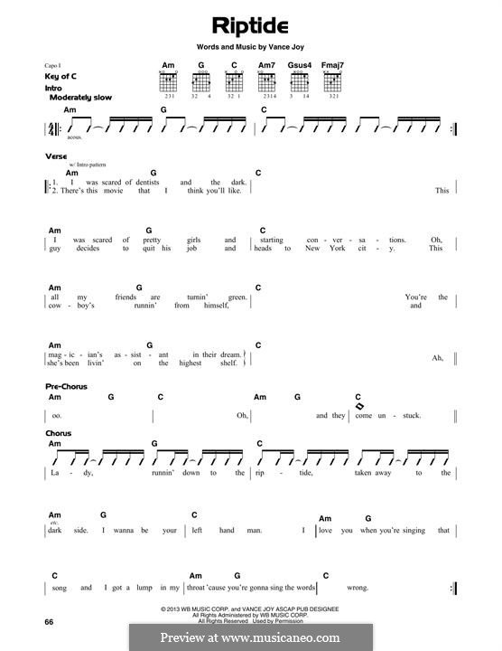 Riptide: For guitar with tab by Vance Joy