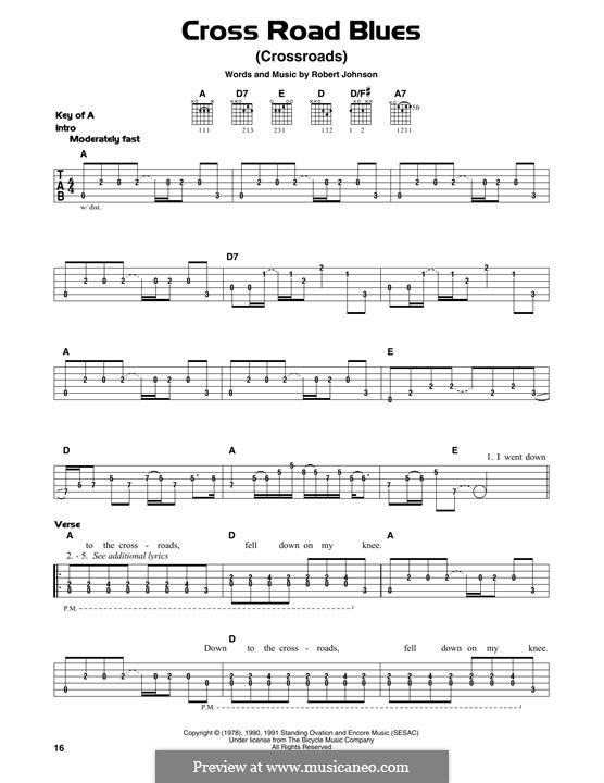 Cross Road Blues (Crossroads): For guitar by Robert Leroy Johnson