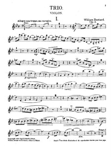Piano Trio in G Minor, Op.3: Violin part by William Bastard