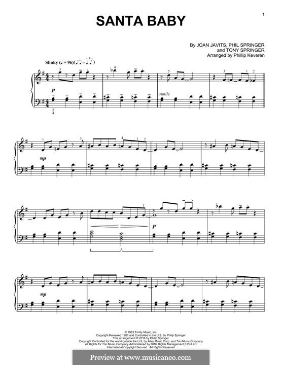 Piano version: For a single performer by Joan Javits, Philip Springer, Tony Springer