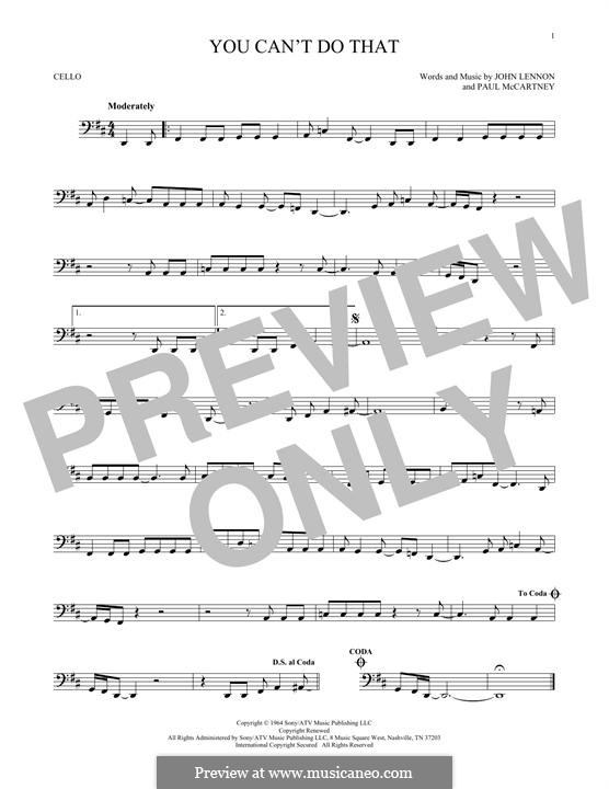 You Can't Do That (The Beatles): For cello by John Lennon, Paul McCartney