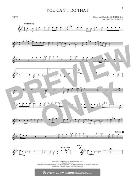 You Can't Do That (The Beatles): For flute by John Lennon, Paul McCartney