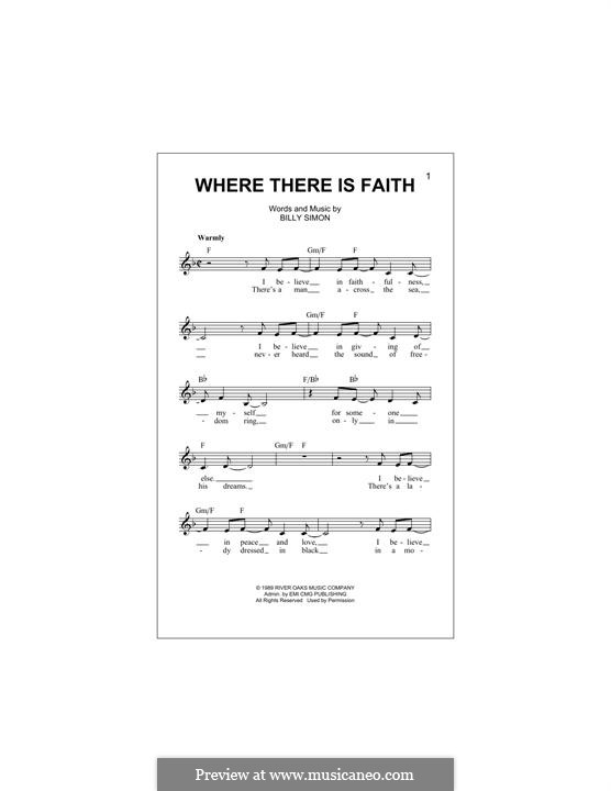 Where There Is Faith (4Him): Melody line by Billy Simon