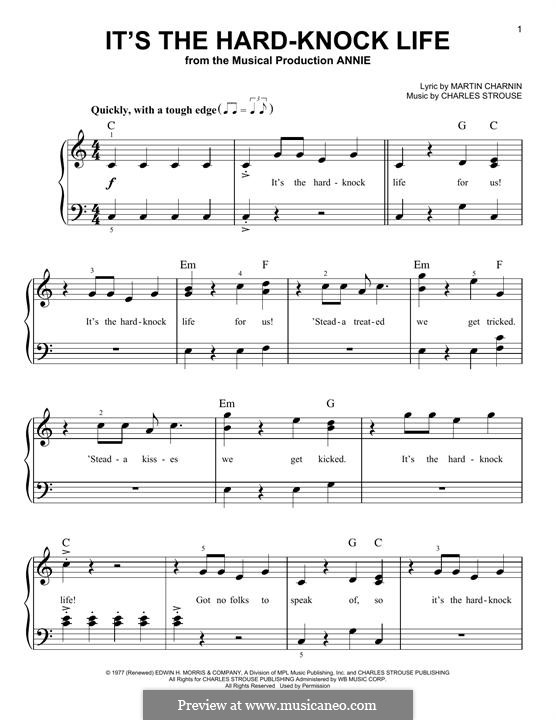 It's the Hard-Knock Life (from Annie): For piano by Charles Strouse