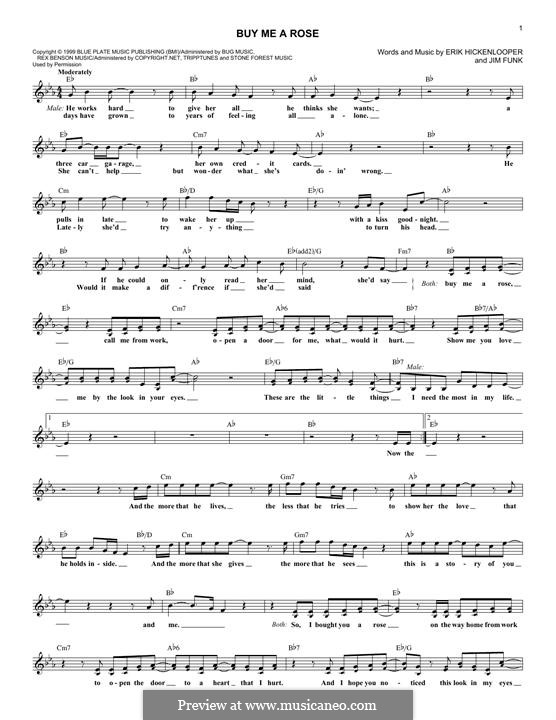 Buy Me a Rose (Kenny Rogers) by E. Hickenlooper, J. Funk on MusicaNeo