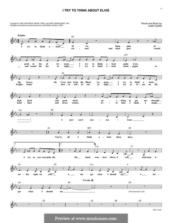I Try To Think About Elvis (Patty Loveless): Lyrics and chords by Gary Burr