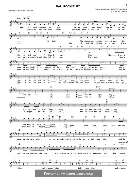 Ballroom Blitz (Sweet): Lyrics and chords by Mike Chapman, Nicky Chinn