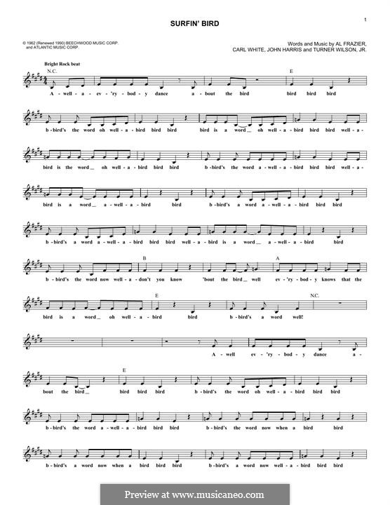 Surfin' Bird (The Trashmen): Lyrics and chords by Charles White, Al Frazier, John Harris