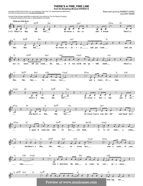 There's a Fine, Fine Line (Avenue Q) by J. Marx, R. Lopez on MusicaNeo