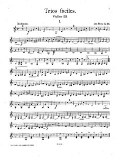 Easy Trios for Three Violins, Op.34: Violin III part by József Bloch