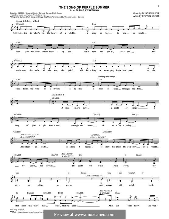 The Song of Purple Summer by D. Sheik sheet music on MusicaNeo