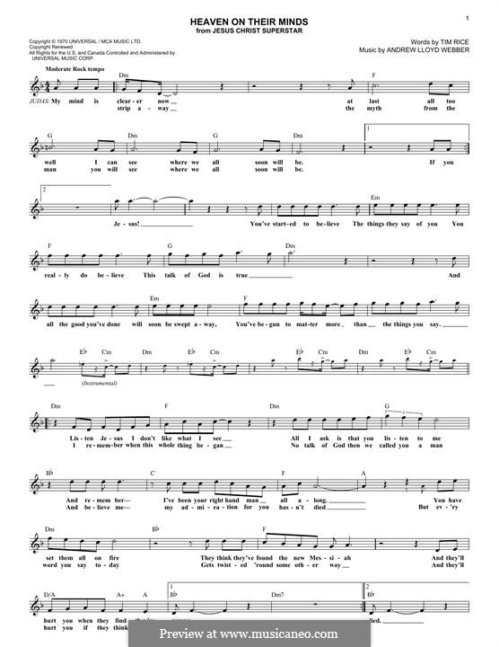 Heaven on Their Minds: Lyrics and chords by Andrew Lloyd Webber