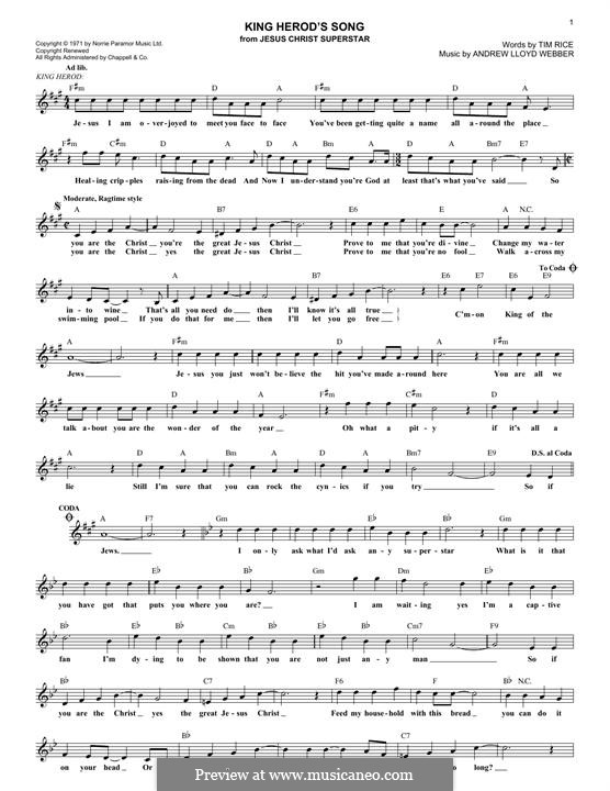 King Herod's Song (Jesus Christ Superstar) by A.L. Webber on MusicaNeo