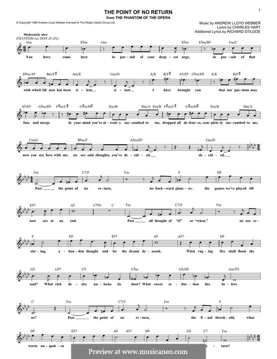 The Point of No Return: Lyrics and chords by Andrew Lloyd Webber