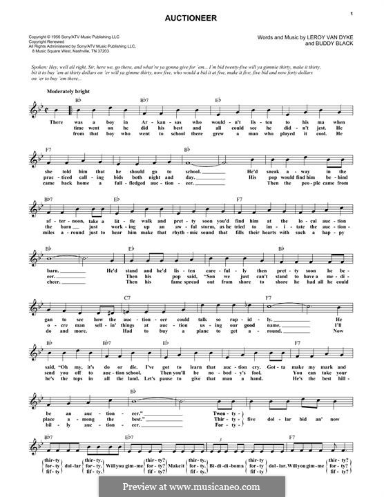 Auctioneer (Leroy Van Dyke) by B. Black sheet music on MusicaNeo