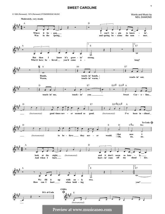 Vocal version: Melody line by Neil Diamond
