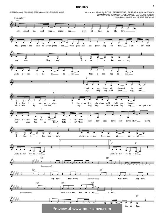 Iko Iko (The Dixie Cups) by B.A. Hawkins, J. Thomas, J.M. Johnson, J