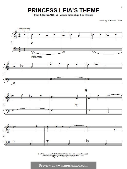 Princess Leia's Theme (from Star Wars: A New Hope): For piano by John Williams