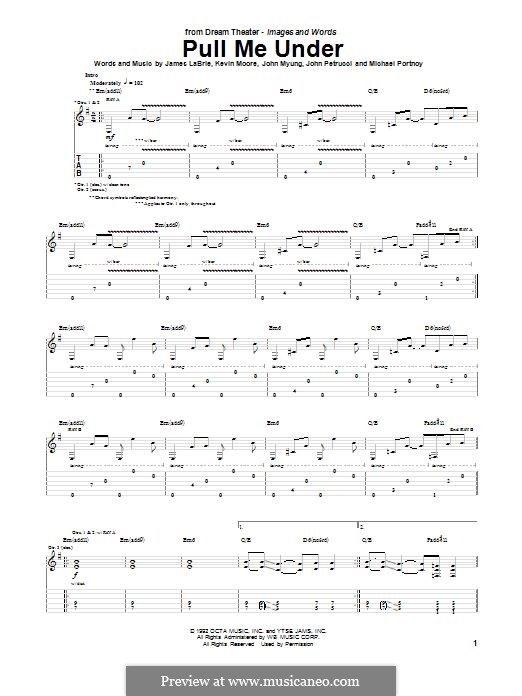 Pull Me Under (Dream Theater): For guitar with tab by Mike Portnoy, John Petrucci, John Myung, James LaBrie, Kevin Moore