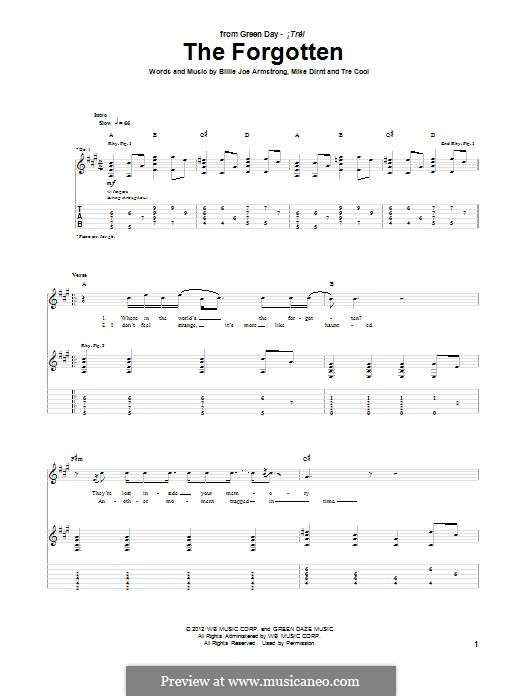 The Forgotten (Green Day): For guitar with tab by Billie Joe Armstrong, Tré Cool, Mike Dirnt