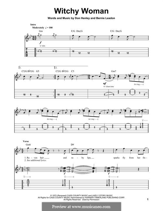 Witchy Woman (Eagles): For guitar with tab by Bernard Leadon, Don Henley