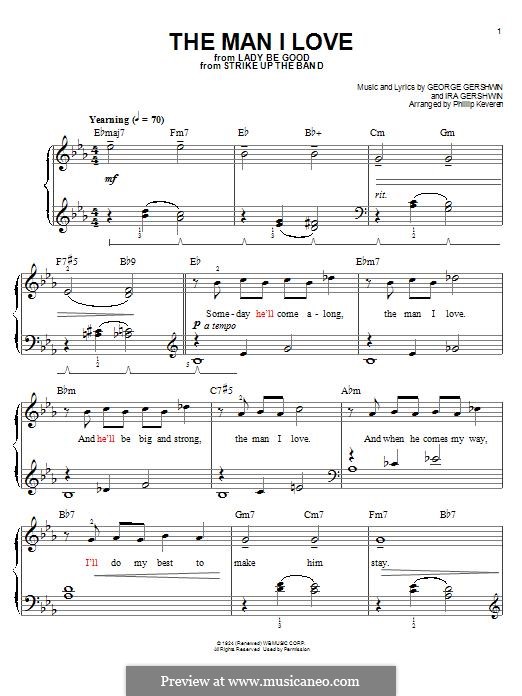 The Man I Love: For piano by George Gershwin