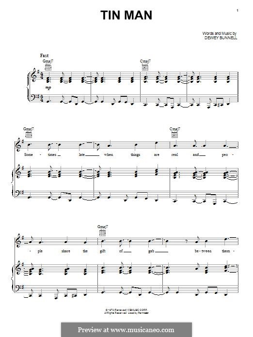 Tin Man (America) by D. Bunnell sheet music on MusicaNeo