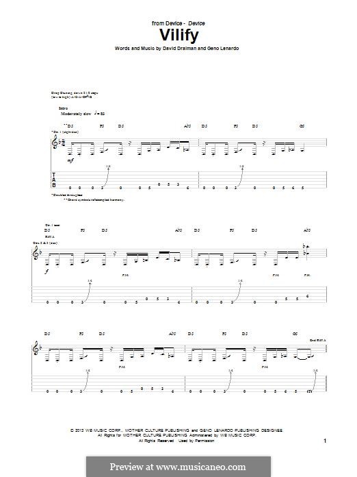 Vilify (Device): For guitar with tab by David Draiman, Geno Lenardo