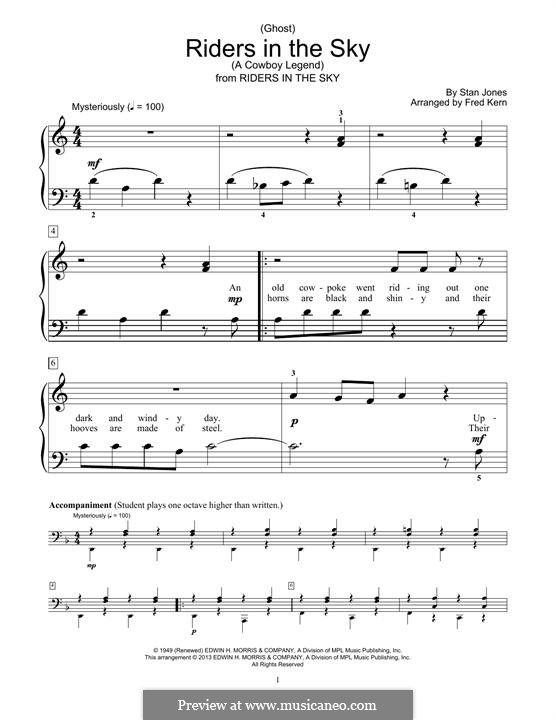 (Ghost) Riders in the Sky (A Cowboy Legend): For piano by Stan Jones