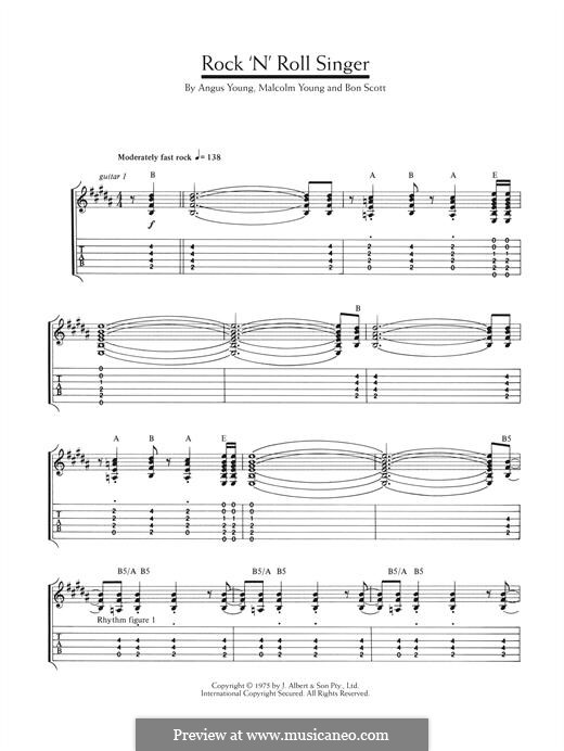 Rock 'n' Roll Singer (AC/DC) by A. Young, B. Scott, M. Young on MusicaNeo