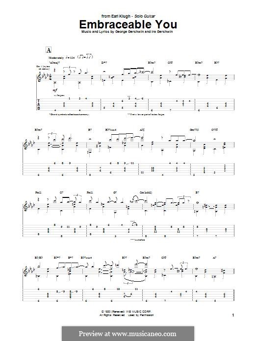 Embraceable You (from Girl Crazy): For guitar with tab by George Gershwin