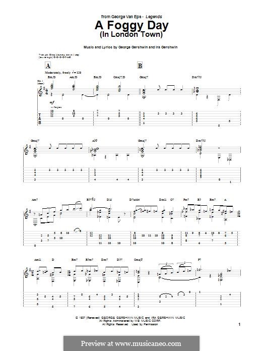A Foggy Day (In London Town): For guitar with tab by George Gershwin