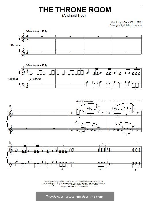 Throne Room and End Title (from Star Wars: A New Hope): For piano four hands by John Williams