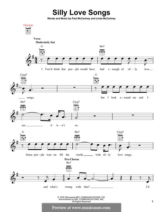 Silly Love Songs (Wings): For ukulele by Linda McCartney, Paul McCartney