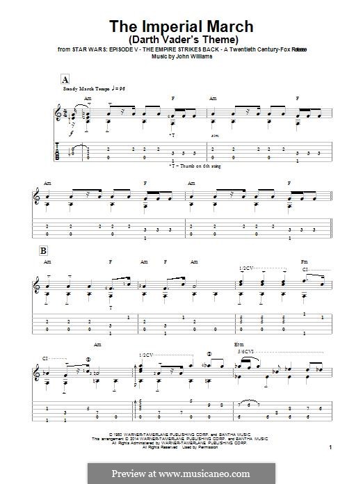 The Imperial March (Darth Vader's Theme): For guitar with tab by John Williams